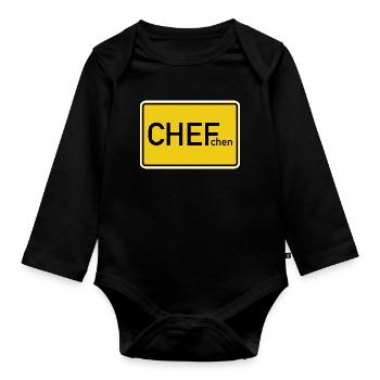 Bester Chef Ortsschild Chefchen - Baby Bio-Langarm-Body - Schwarz - Vorne