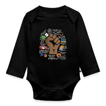 T-shirt noir Power Black History Month Fist - Body Bébé bio manches longues - noir - Devant