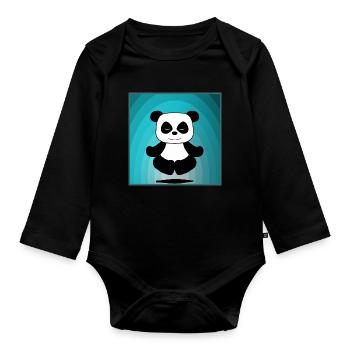 Panda - Baby Bio-Langarm-Body - Schwarz - Vorne
