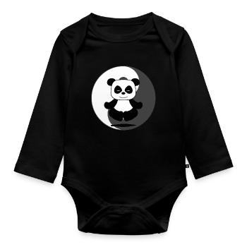 Panda - Baby Bio-Langarm-Body - Schwarz - Vorne