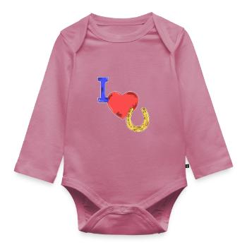 Idée cadeau chevaux - Body Bébé bio manches longues - mauve - Devant