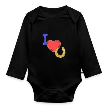 Idée cadeau chevaux - Body Bébé bio manches longues - noir - Devant