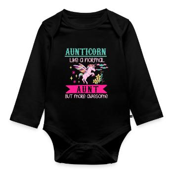 Unicorn unicorn rainbow glitter aunt gift - Organic Longsleeve Baby Bodysuit - black - Front