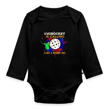 Unihockey - Baby Bio-Langarm-Body - Schwarz - Vorne