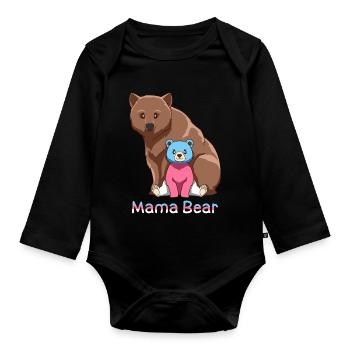 Cute Transgender Mom Bear Gift - Organic Longsleeve Baby Bodysuit - black - Front