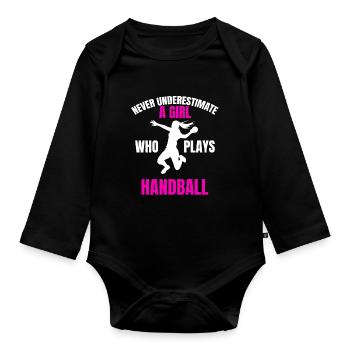 Handball handball filles femmes handball dames - Body Bébé bio manches longues - noir - Devant