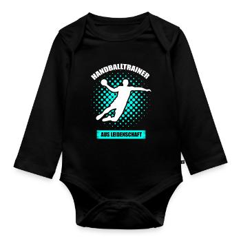 Handballtrainer aus Leidenschaft - Baby Bio-Langarm-Body - Schwarz - Vorne