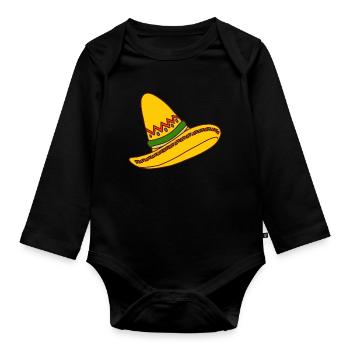 Mexican hat - Organic Longsleeve Baby Bodysuit - black - Front