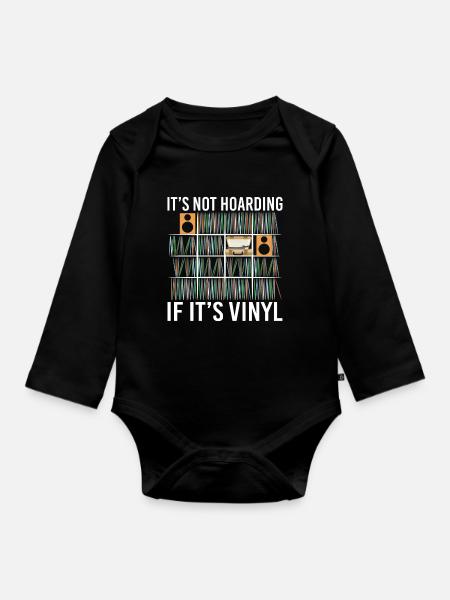 It's Not Hoarding If It's Vinyl Vintage Records - Langærmet babybody, økologisk bomuld - sort