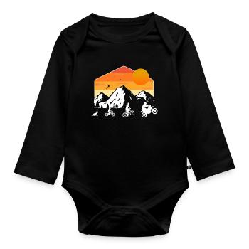 Motocross Evolution Berge Wandern Crossbike - Baby Bio-Langarm-Body - Schwarz - Vorne