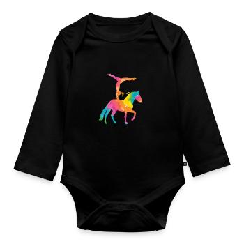 Voltage Horses Equestrian Equestrian Rider - Organic Longsleeve Baby Bodysuit - black - Front