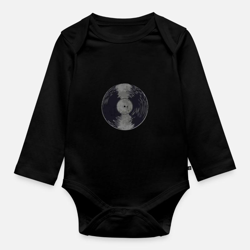Record Record Record Record Player Gift - Organic Longsleeve Baby Bodysuit - black