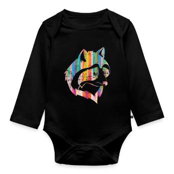 Ratons laveurs cadeau raton laveur - Body Bébé bio manches longues - noir - Devant