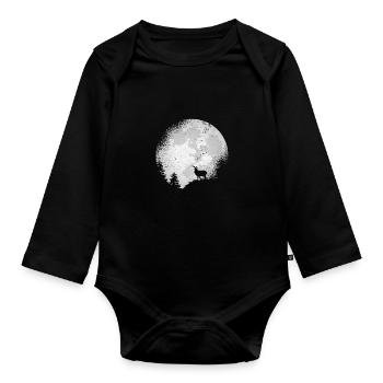 Signe du zodiaque Caprine Lune Bouquets de bois - Body Bébé bio manches longues - noir - Devant