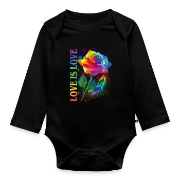 Love Is Love Rainbow Rose LGBT Gay - Baby Bio-Langarm-Body - Schwarz - Vorne