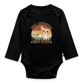 Meilleur Chihuahua Dad Ever Vintage Retro Sunset - Body Bébé bio manches longues - noir - Devant