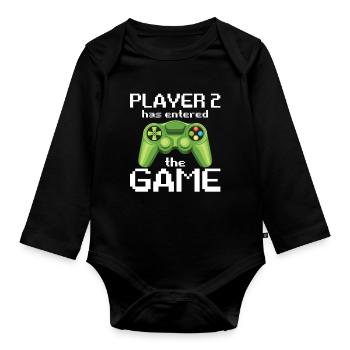 Player 2 Has Entered The Game - Body Bébé bio manches longues - noir - Devant