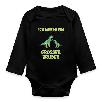Ich werde großer Bruder - Baby Bio-Langarm-Body - Schwarz - Vorne