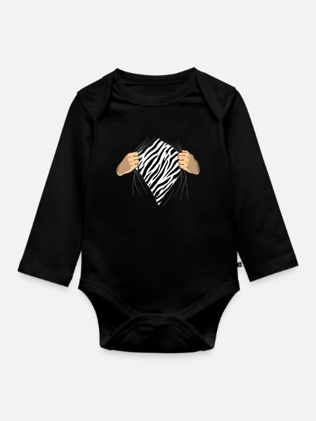 Zebra - Baby Bio-Langarm-Body - Schwarz