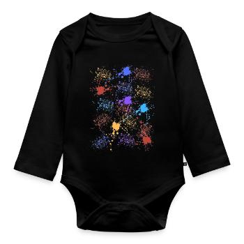 Tache de peinture colorée - Body Bébé bio manches longues - noir - Devant