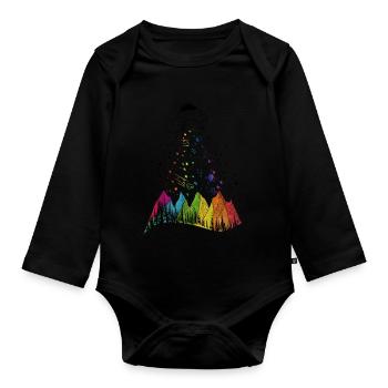 ufo rainbow - Organic Longsleeve Baby Bodysuit - black - Front
