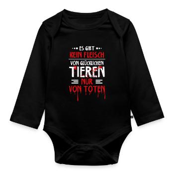 Animal Cruelty Vegan Happy Animals Saying - Organic Longsleeve Baby Bodysuit - black - Front