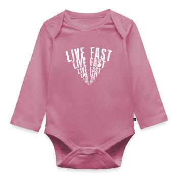 Live Fast Signal White - Organic Longsleeve Baby Bodysuit - mauve - Front