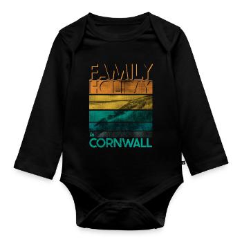 Familienurlaub in Cornwall England Urlaub - Baby Bio-Langarm-Body - Schwarz - Vorne