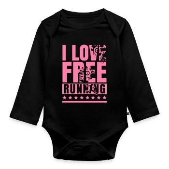 I love parkour free running parkour runner Spor - Organic Longsleeve Baby Bodysuit - black - Front