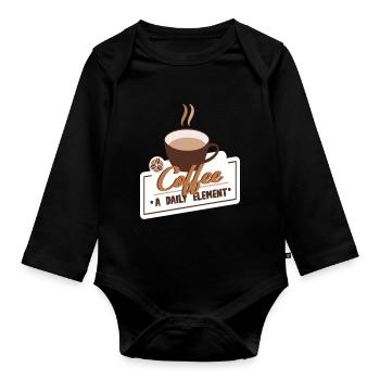 Coffee Caffeine Café Espresso Cappuccino T Shirt - Baby Bio-Langarm-Body - Schwarz - Vorne