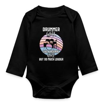 Drummer girl - Baby Bio-Langarm-Body - Schwarz - Vorne