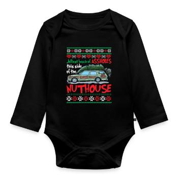 Jolliest Bunch Of Assholes Side Of The Nuthouse - Organic Longsleeve Baby Bodysuit - black - Front