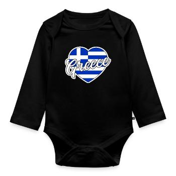 Griechenland - Baby Bio-Langarm-Body - Schwarz - Vorne