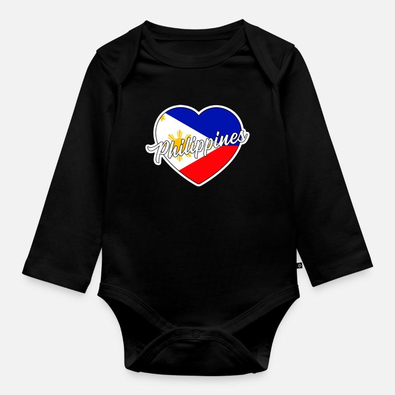 Philippinen - Baby Bio-Langarm-Body - Schwarz