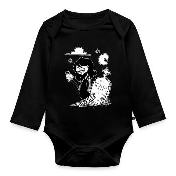 Scary girls in a cemetery - Organic Longsleeve Baby Bodysuit - black - Front