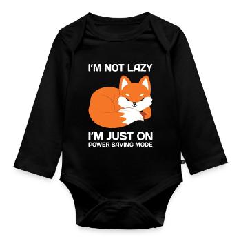 I'm not lazy - Organic Longsleeve Baby Bodysuit - black - Front