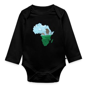 SÜDAFRIKA SÜDEN TIEREN NATUR LEBEN MUSIK MOTIV - Baby Bio-Langarm-Body - Schwarz - Vorne
