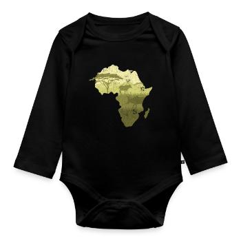 SÜDAFRIKA SÜDEN TIERE NATUR FARBEN AFRIKA MOTIV - Baby Bio-Langarm-Body - Schwarz - Vorne