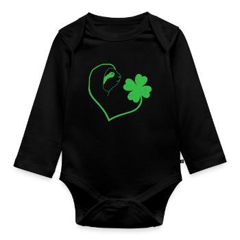Paresseux Cloverleaf Coeur Cloverleaf - Body Bébé bio manches longues - noir - Devant