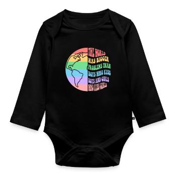 Les garçons qui embrassent les garçons les filles qui embrassent les filles - Body Bébé bio manches longues - noir - Devant
