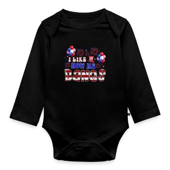 J’aime comment il frappe le 4 juillet - Body Bébé bio manches longues - noir - Devant