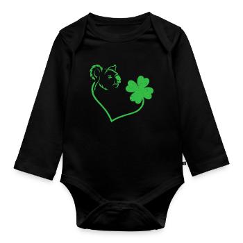 Koala Kleeblatt Herz Liebe - Baby Bio-Langarm-Body - Schwarz - Vorne