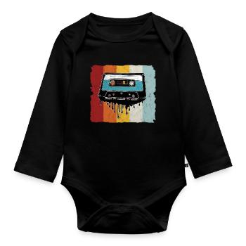 Fusion de cassettes rétro - Body Bébé bio manches longues - noir - Devant