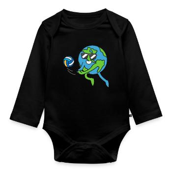 La Terre joue au volleyball Jour de la Terre Jour de la Terre - Body Bébé bio manches longues - noir - Devant
