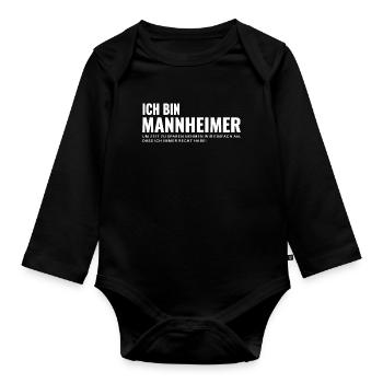 Mannheim Humor Spruch Weiß - Baby Bio-Langarm-Body - Schwarz - Vorne