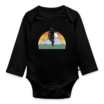 Vélo de montagne Cyclisme Cyclisme Cyclisme - Body Bébé bio manches longues - noir - Devant