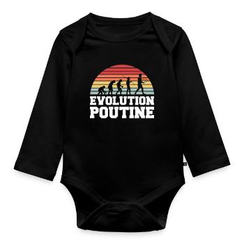 Kanadische Poutine Pommes Frites Mittagessen - Baby Bio-Langarm-Body - Schwarz - Vorne