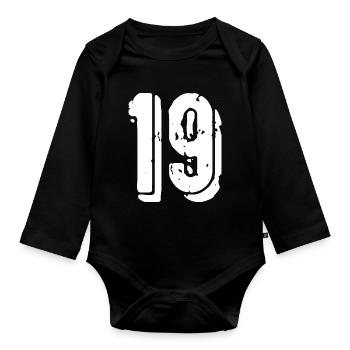 Maillot à 19 chiffres - Body Bébé bio manches longues - noir - Devant