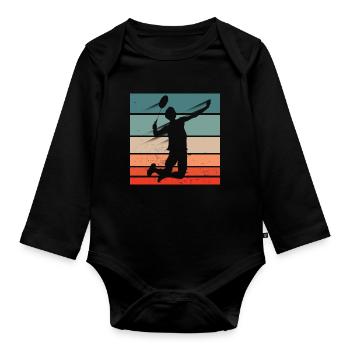 Joueur de badminton Jump Smash - Body Bébé bio manches longues - noir - Devant