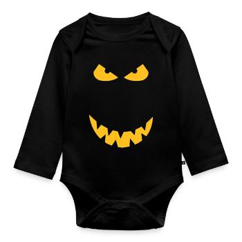 Angry eyes halloween - Organic Longsleeve Baby Bodysuit - black - Front
